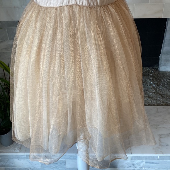 Free People Deja Vu Beaded Embroidered Rose Gold Tulle Mini Dress Size 10 - Picture 12 of 16